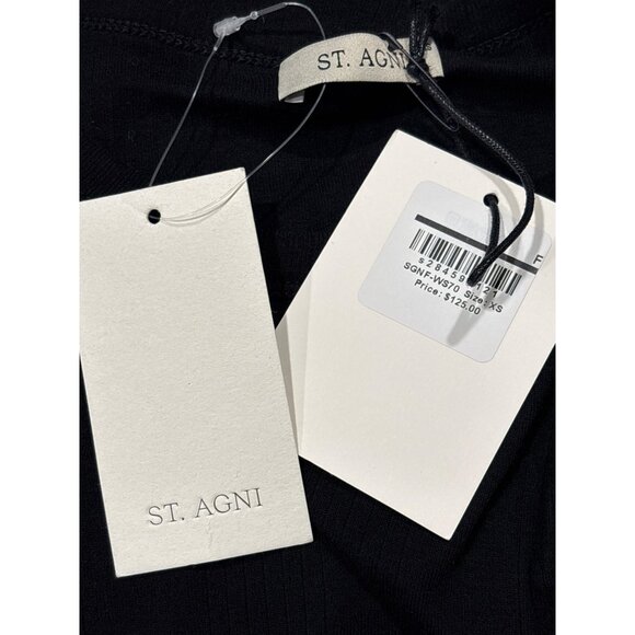 St. Agni Organic Cotton Soft Rib Long Sleeve Top in Black X-Small New Womens - Picture 7 of 12